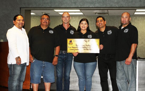 Tachi Palace breakfast recipients (L-R) Marketing Director Tribal Interim Rojelio Morales, Pastor Ray Avina, Troy Young, Maggie Young, Rob Isquierdo, Paul Gonzalez.